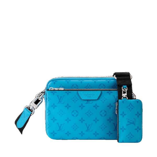 Lv Trio Messenger in tela Monogram Blu
