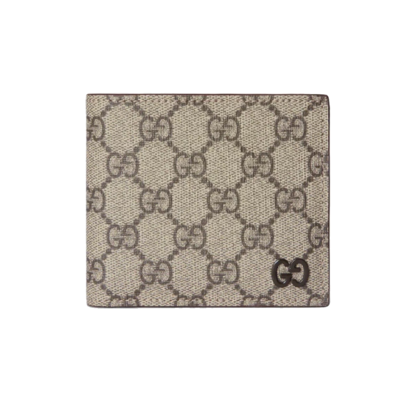 Gucci bi-fold in tela GG Supreme beige ed ebano